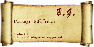 Balogi Günter névjegykártya